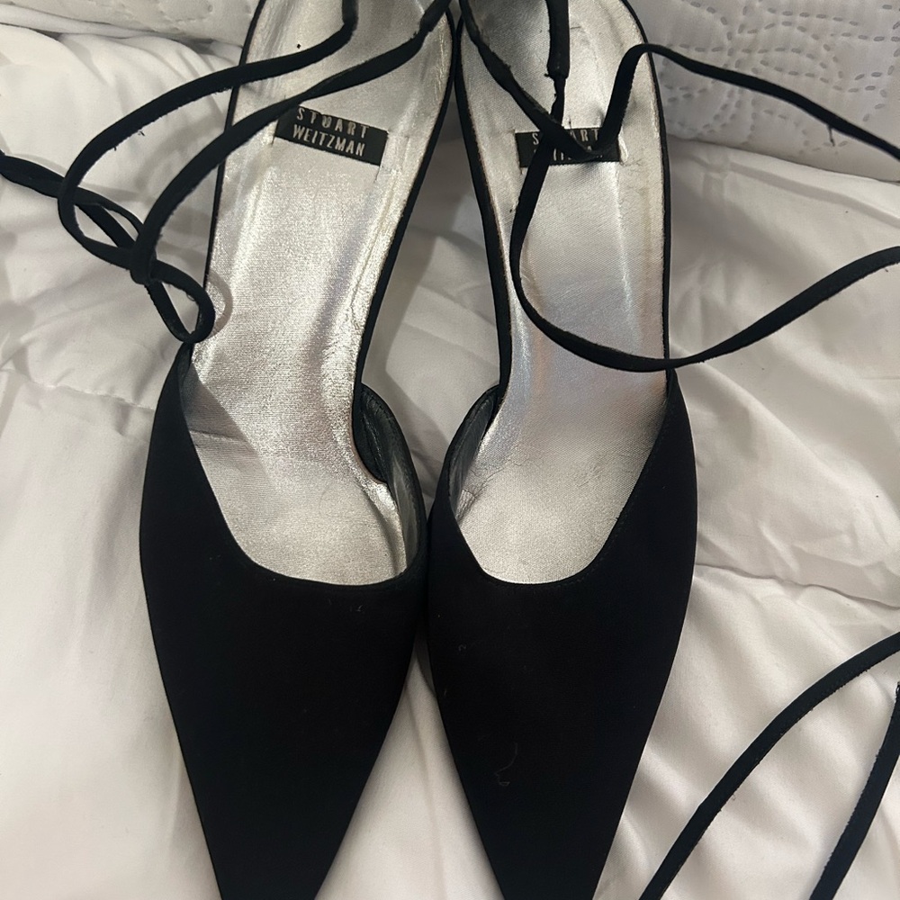 Stuart Weitzman Black Heels with Silver Insole